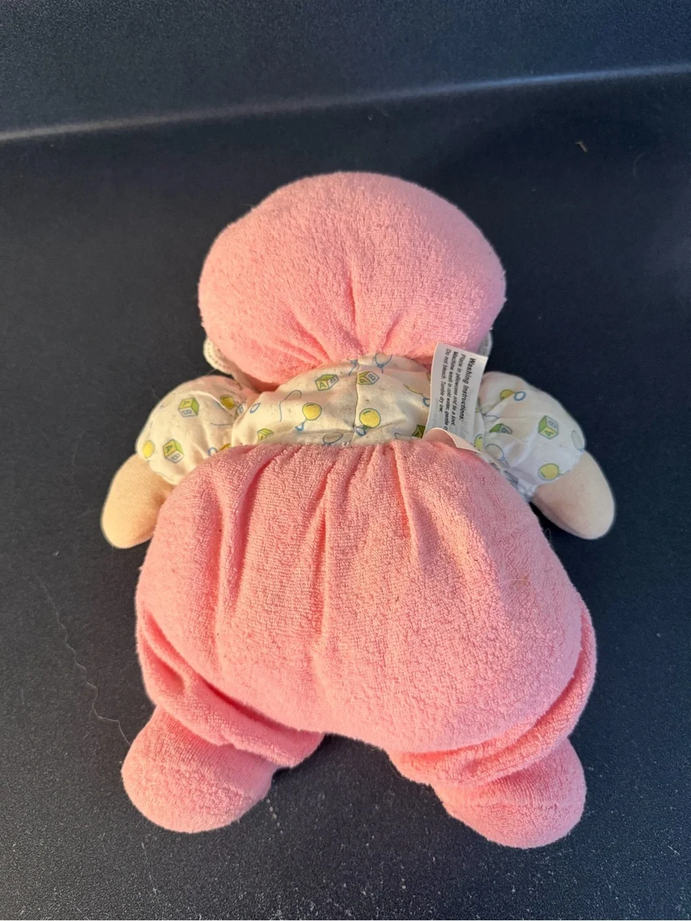 Lakeshore Terry Cloth Plush Doll Pink White Washable Stuffed Toy MPN 65348 10”